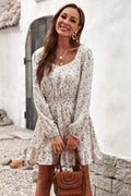 Graceful Elastic Waist Ruffled Floral Dress