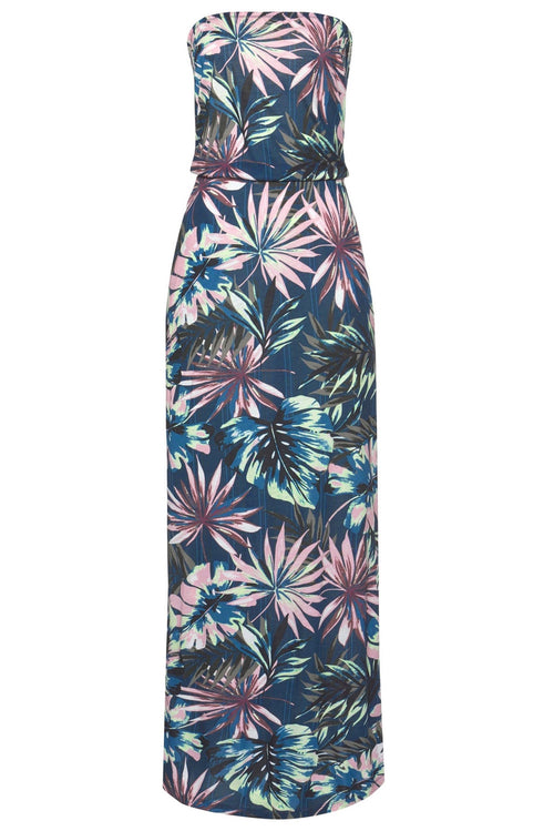 Green Bohemian Bandeau Print Maxi Dress