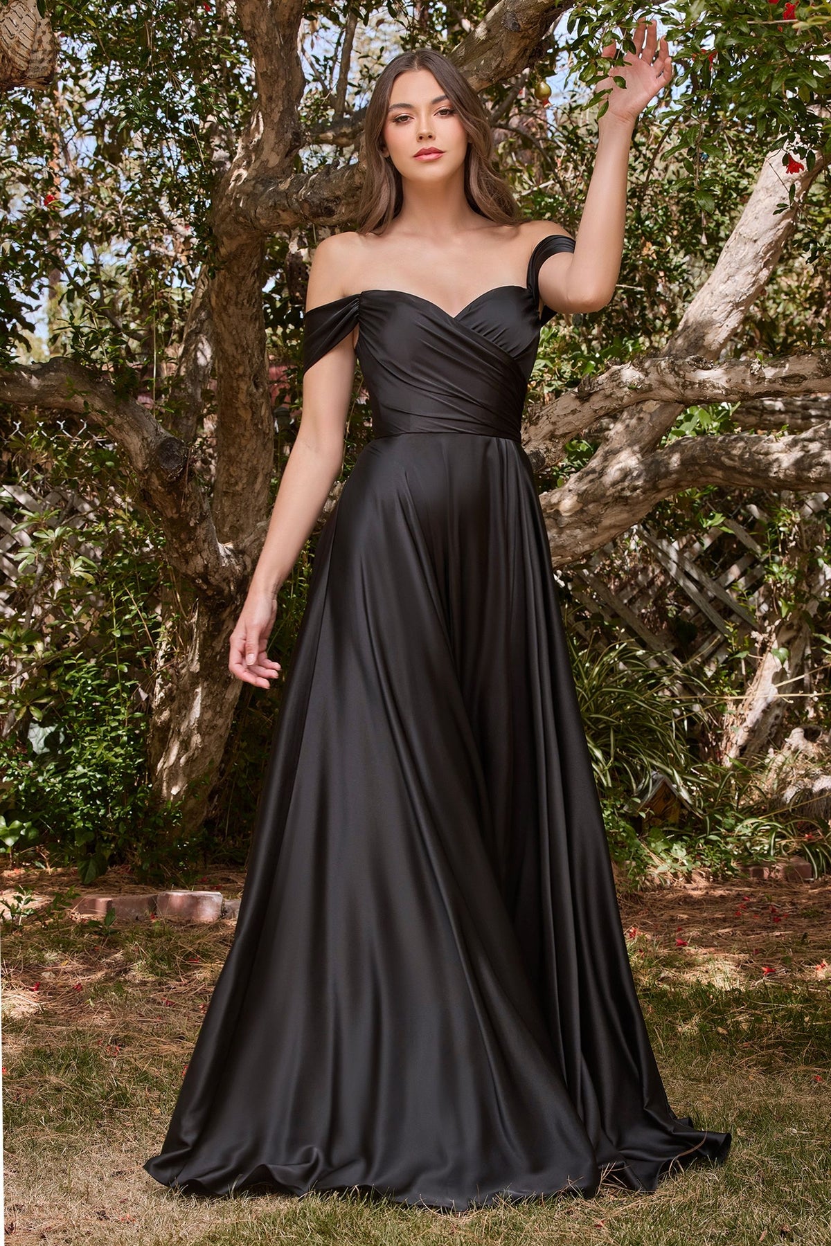 A-Line Satin Off-the-Shoulder Dress