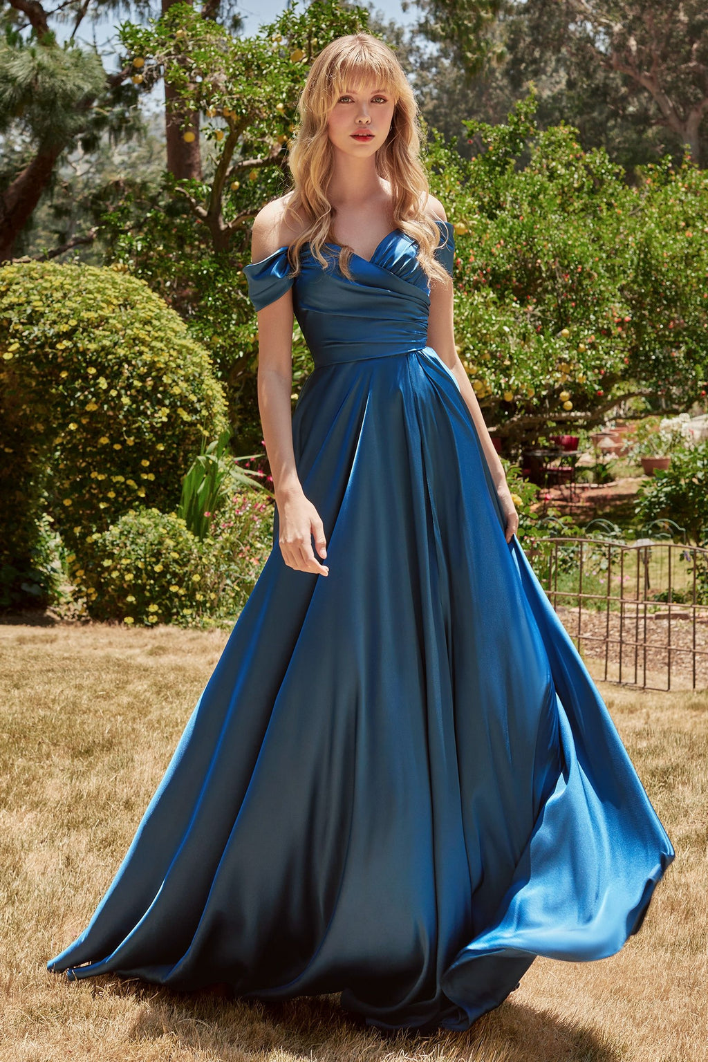A-Line Satin Off-the-Shoulder Dress