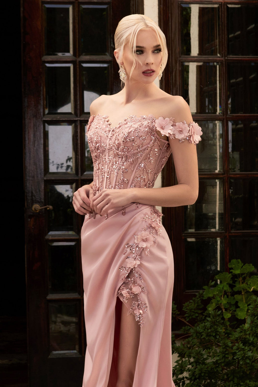 Floral Off-the-Shoulder Gown