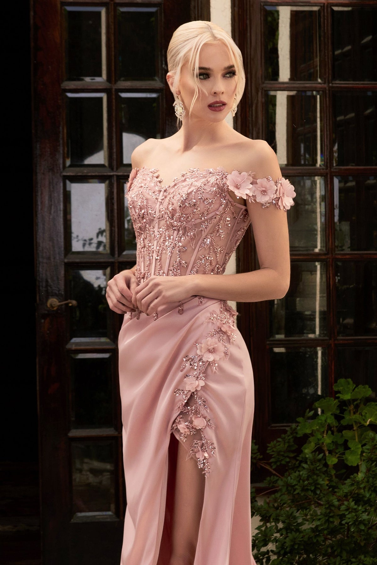 Floral Off-the-Shoulder Gown