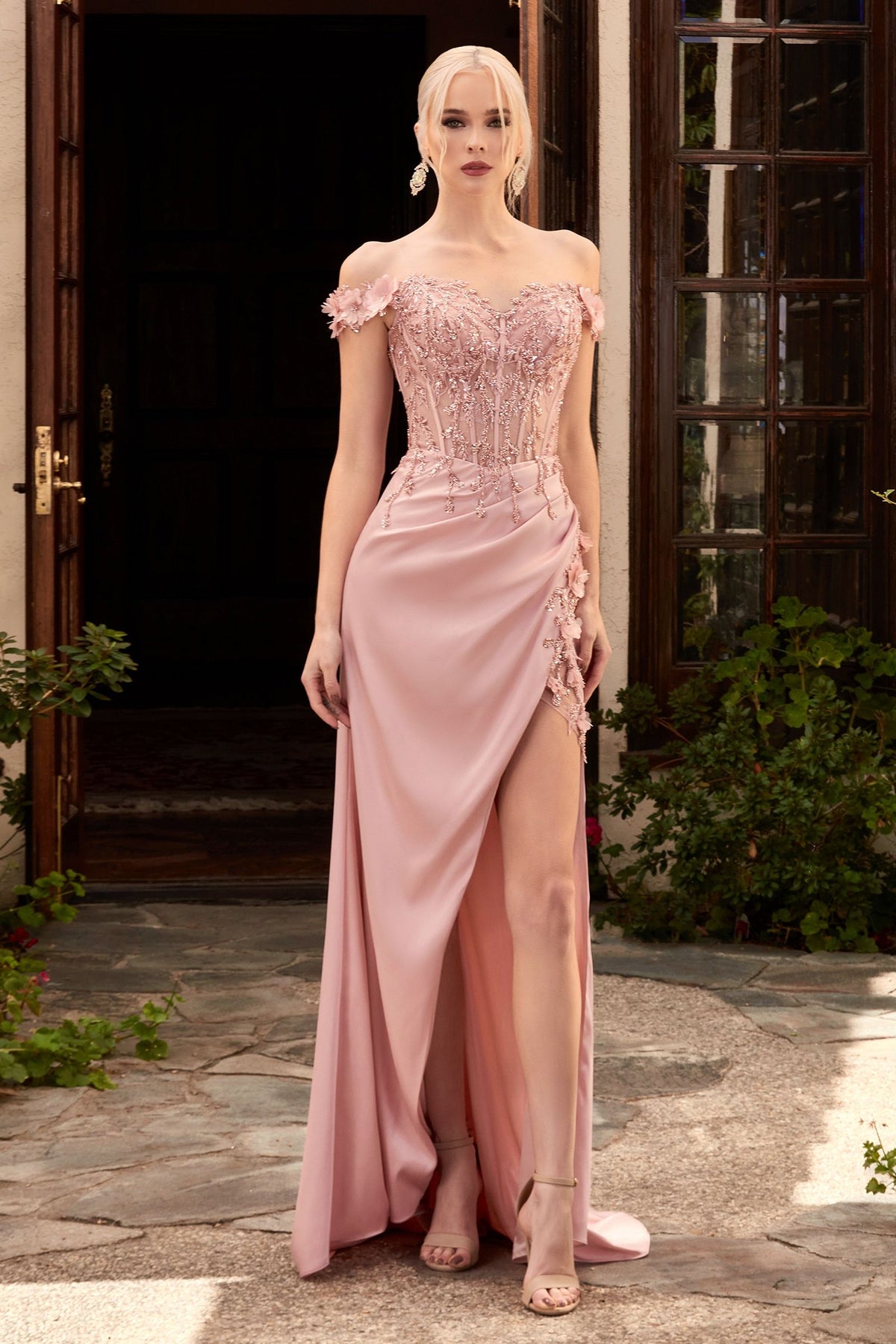 Floral Off-the-Shoulder Gown