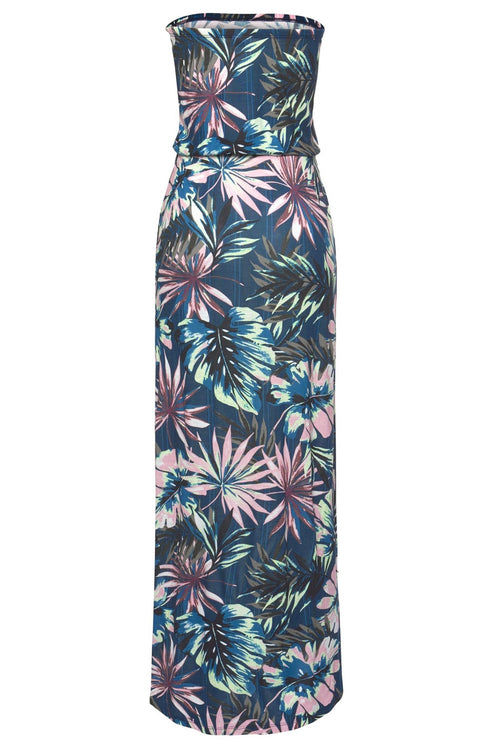 Green Bohemian Bandeau Print Maxi Dress