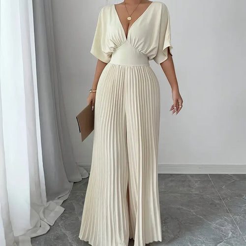 Pleated Wrap-Style Maxi Dress