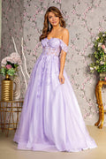 3D Butterfly Beaded Mesh A-Line Gown